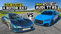 Rob Dahm vs Hank Iroz! 1200hp Audi TT RS drag races 4 Rotor RX-7